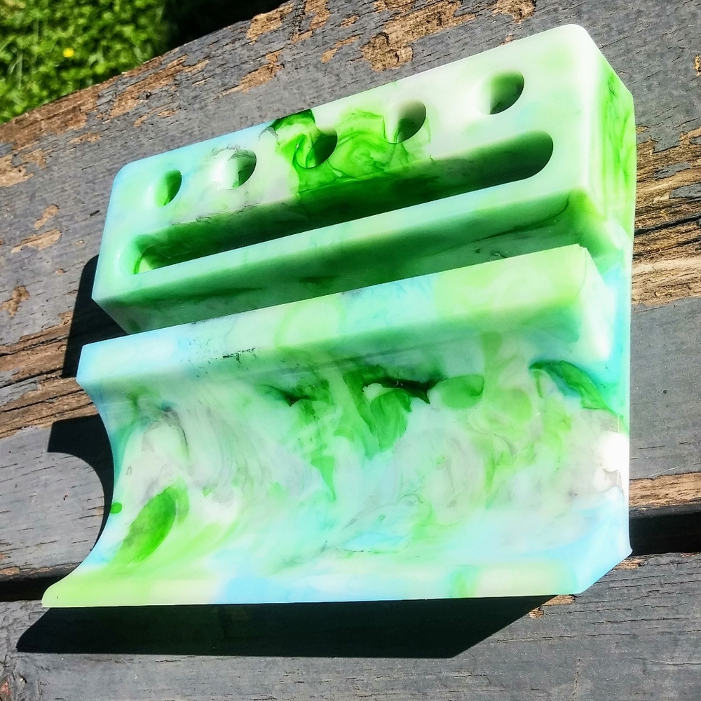 Desk Organizer Phone Holder Tablet Stand Handmade Resin Tech Gear - Picture 12 of 17